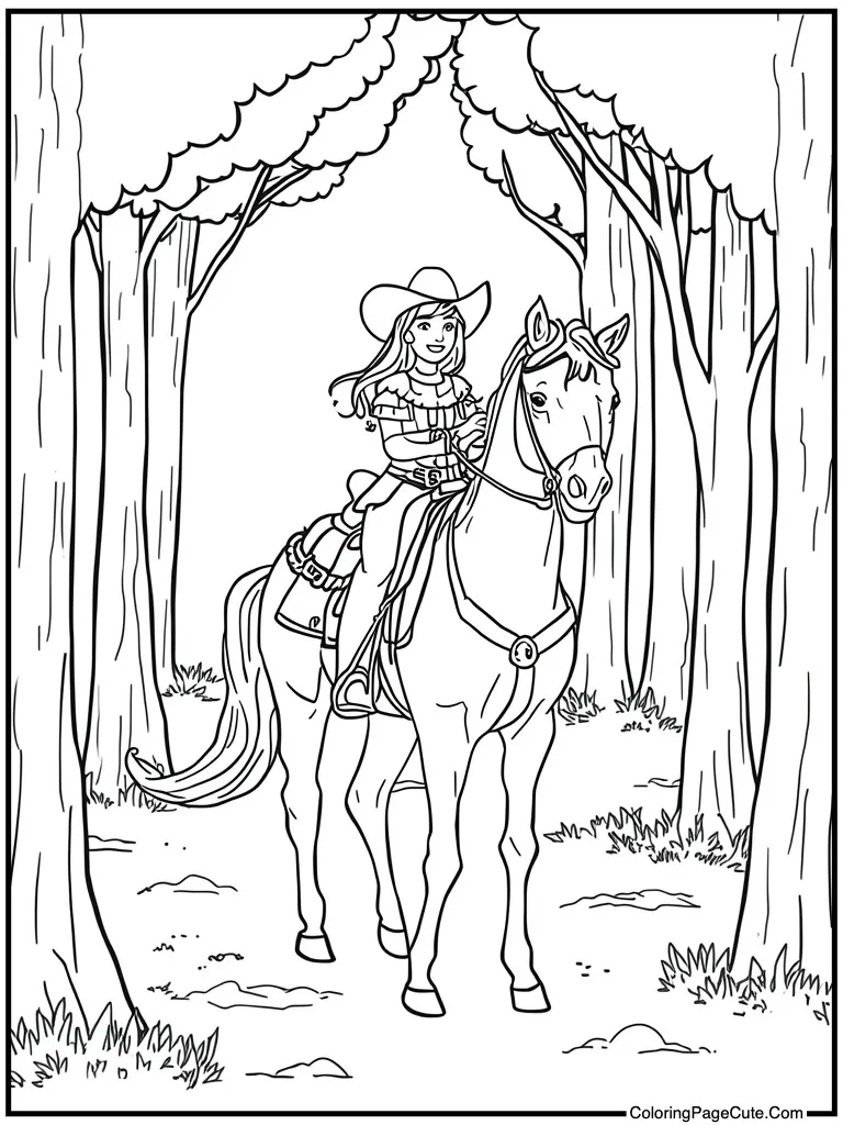 Cowgirl riding western horse