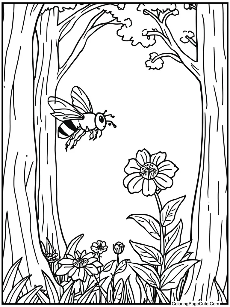 Bee buzzing near flower