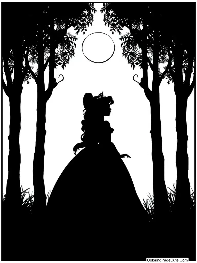 Silhouette against the moon