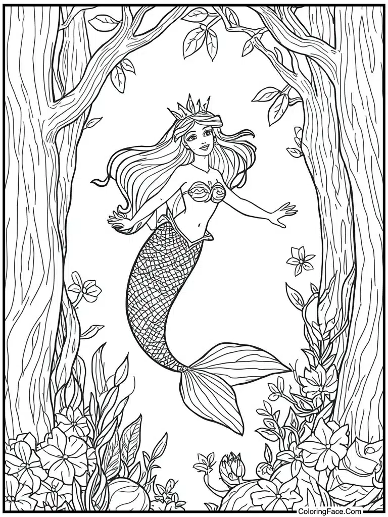 Mermaid swimming deep