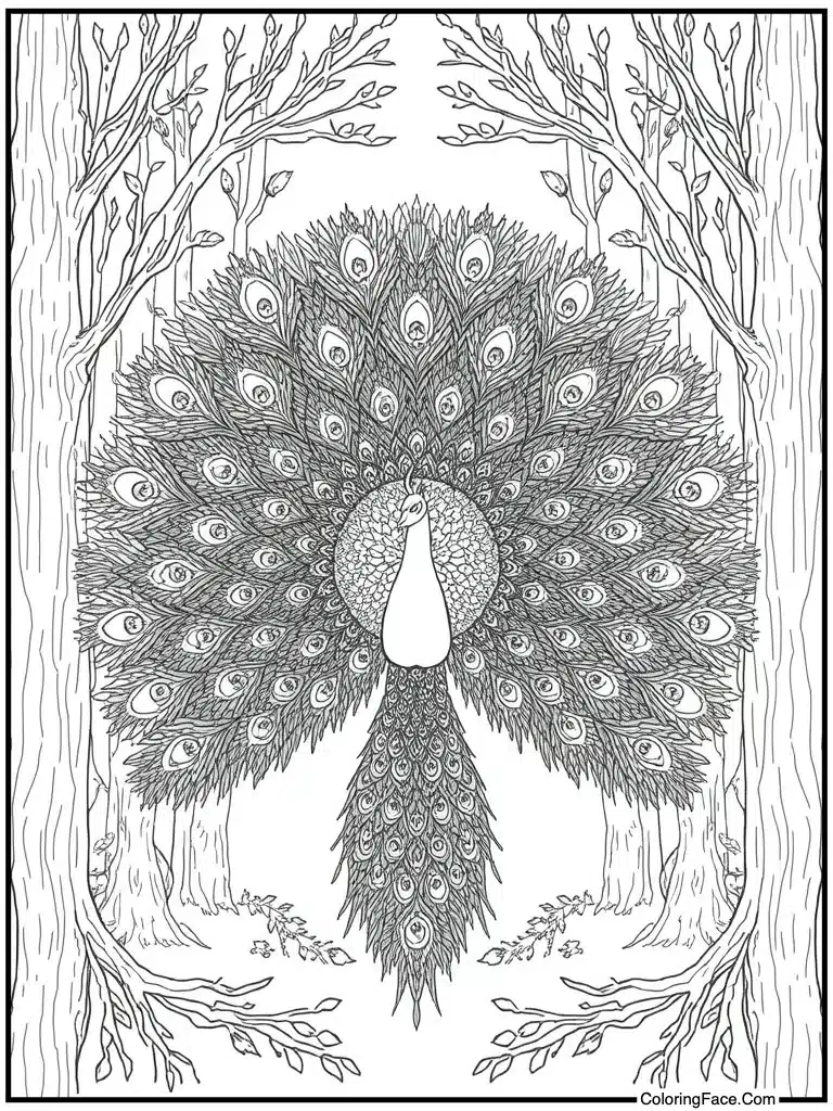 Peacock feathers open