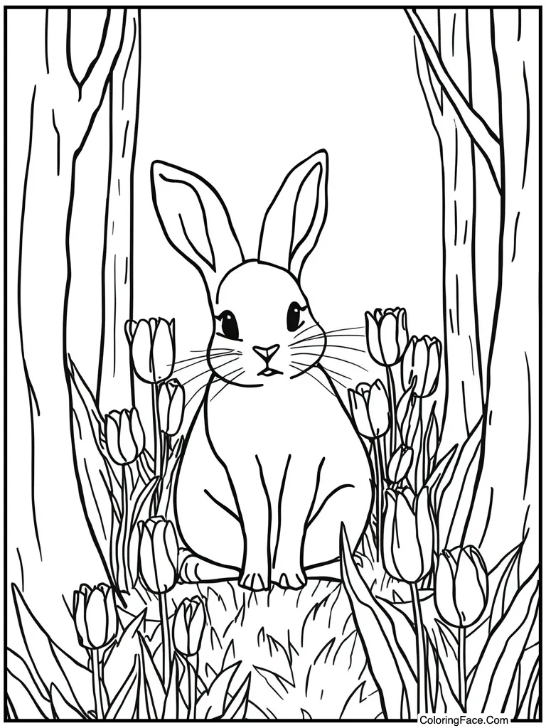 Surrounded by spring tulips