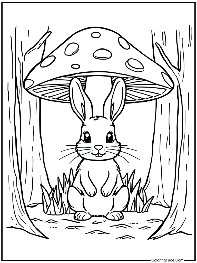 Sitting under a mushroom