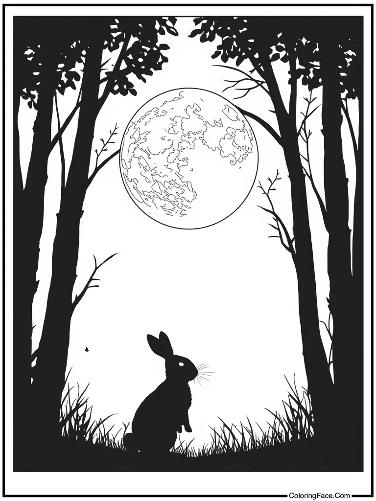 Silhouette against the moon