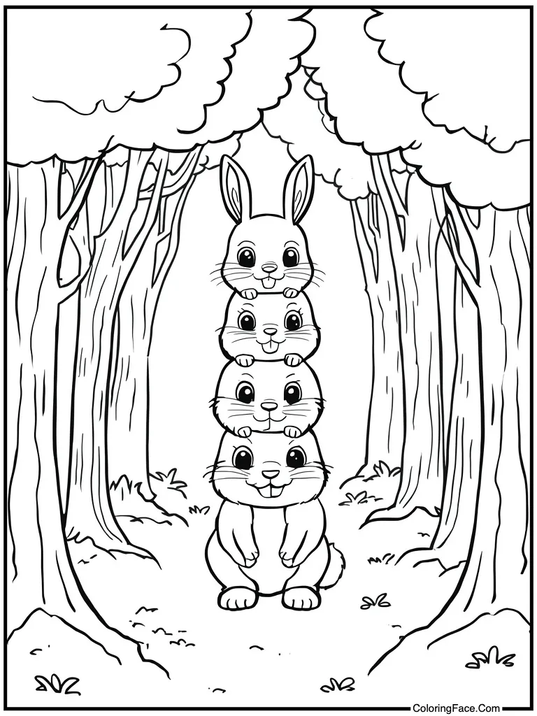 Stack of cute bunnies