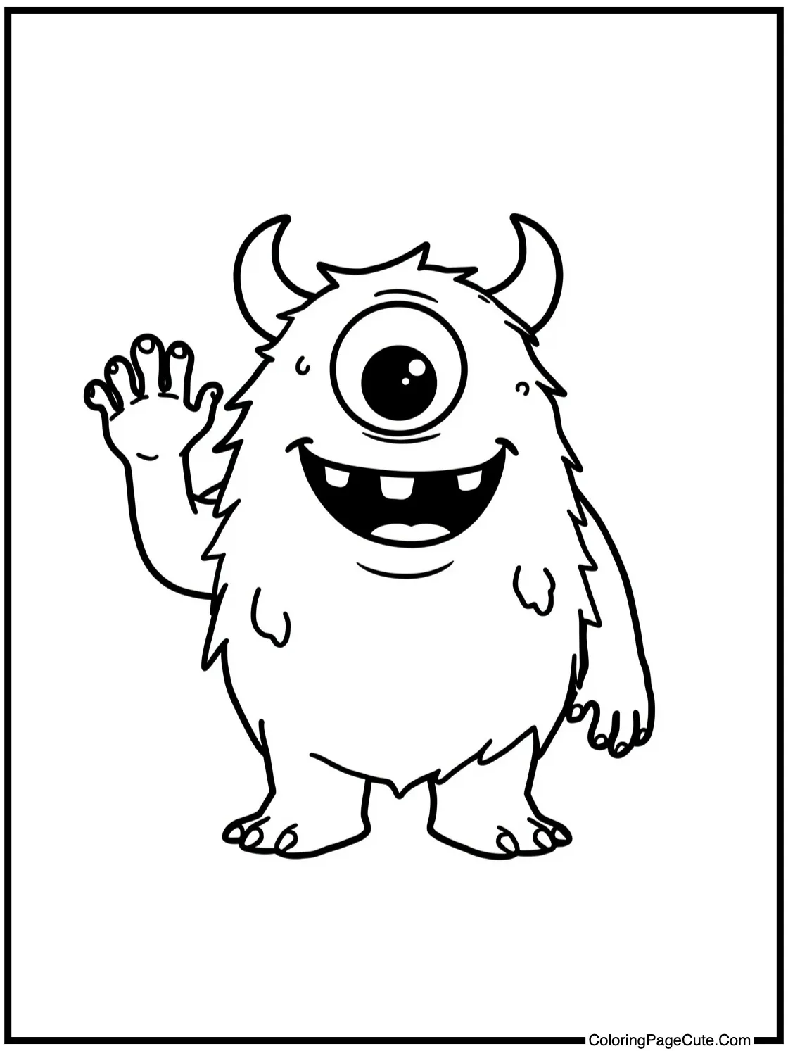 Blue monster waving hello