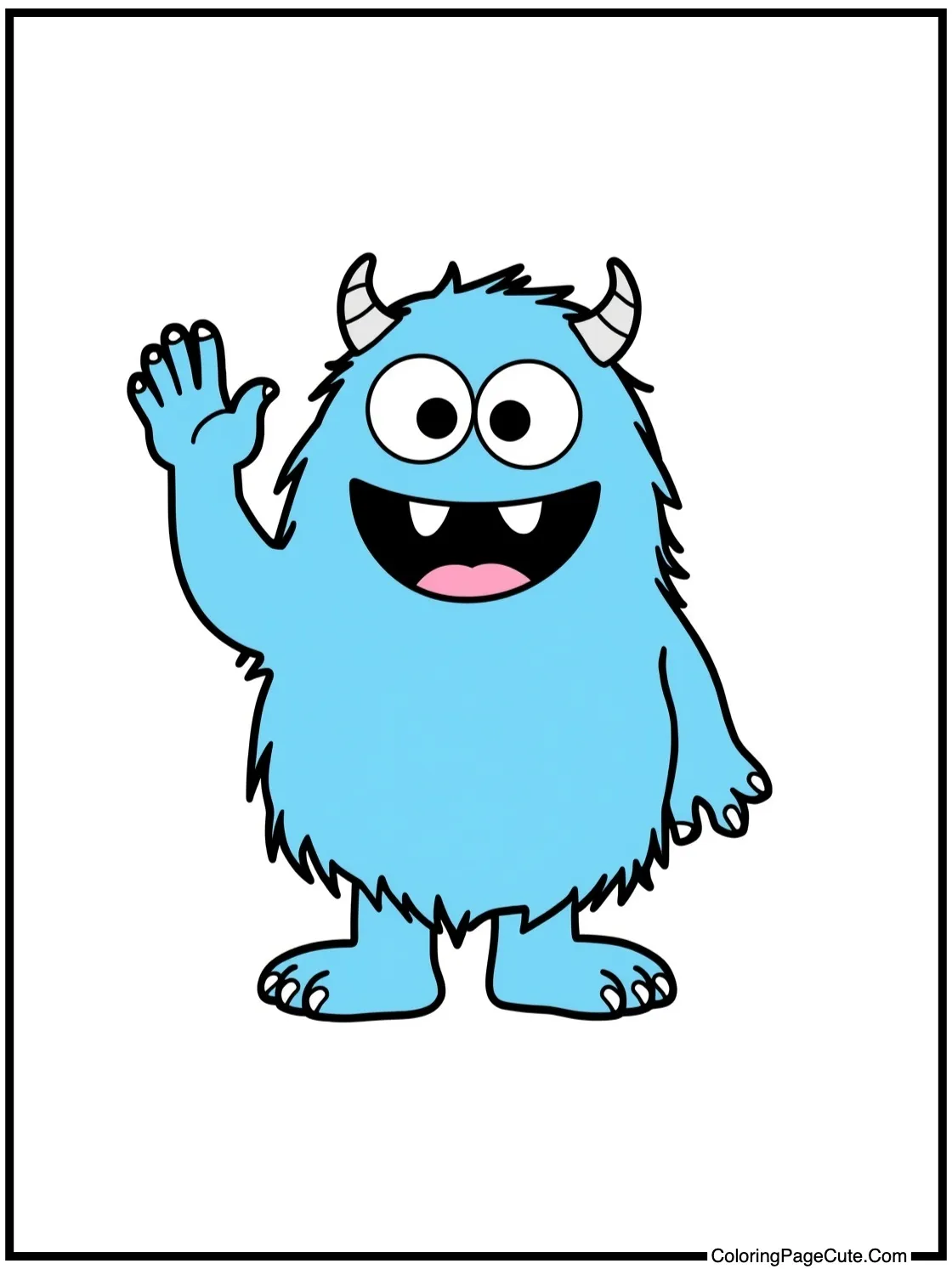 Blue monster giving high-five