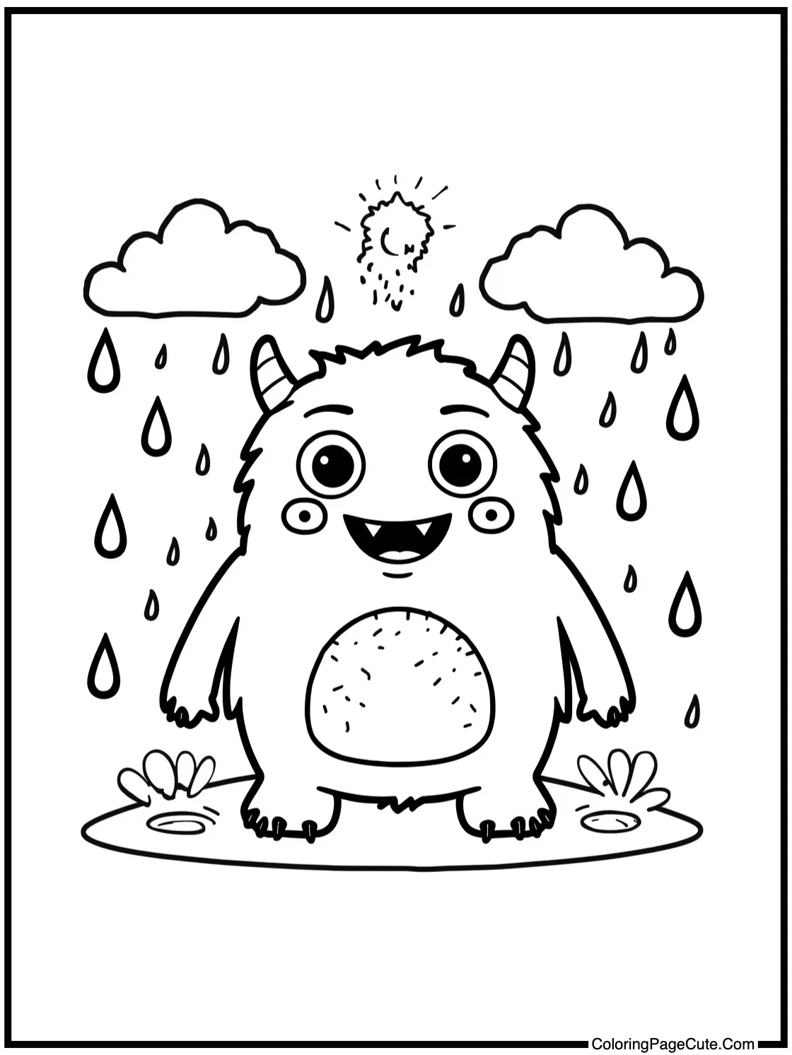 Yellow monster with rain