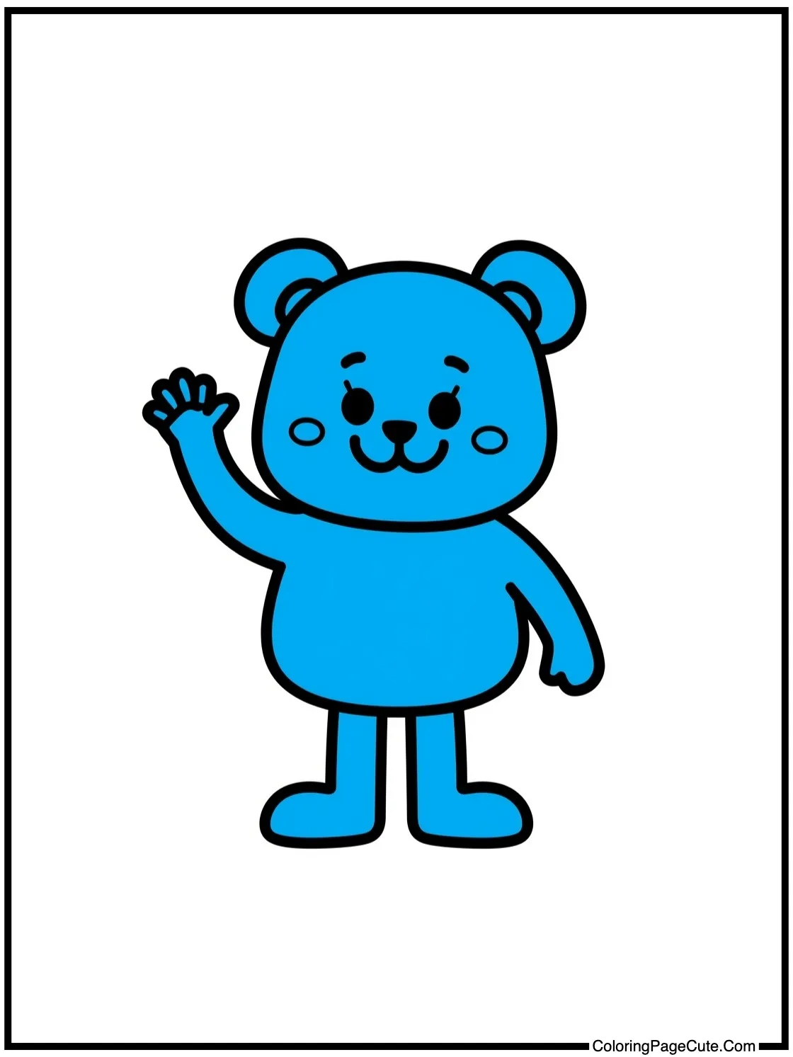 Blue figure waving goodbye