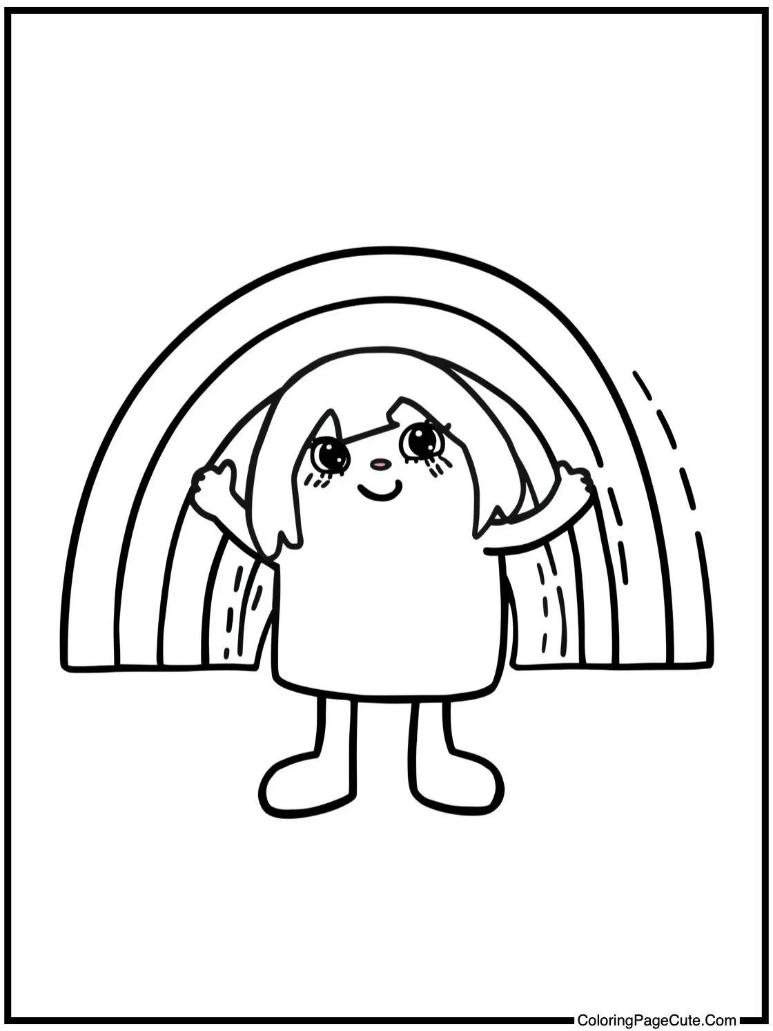 Red figure smiling widely