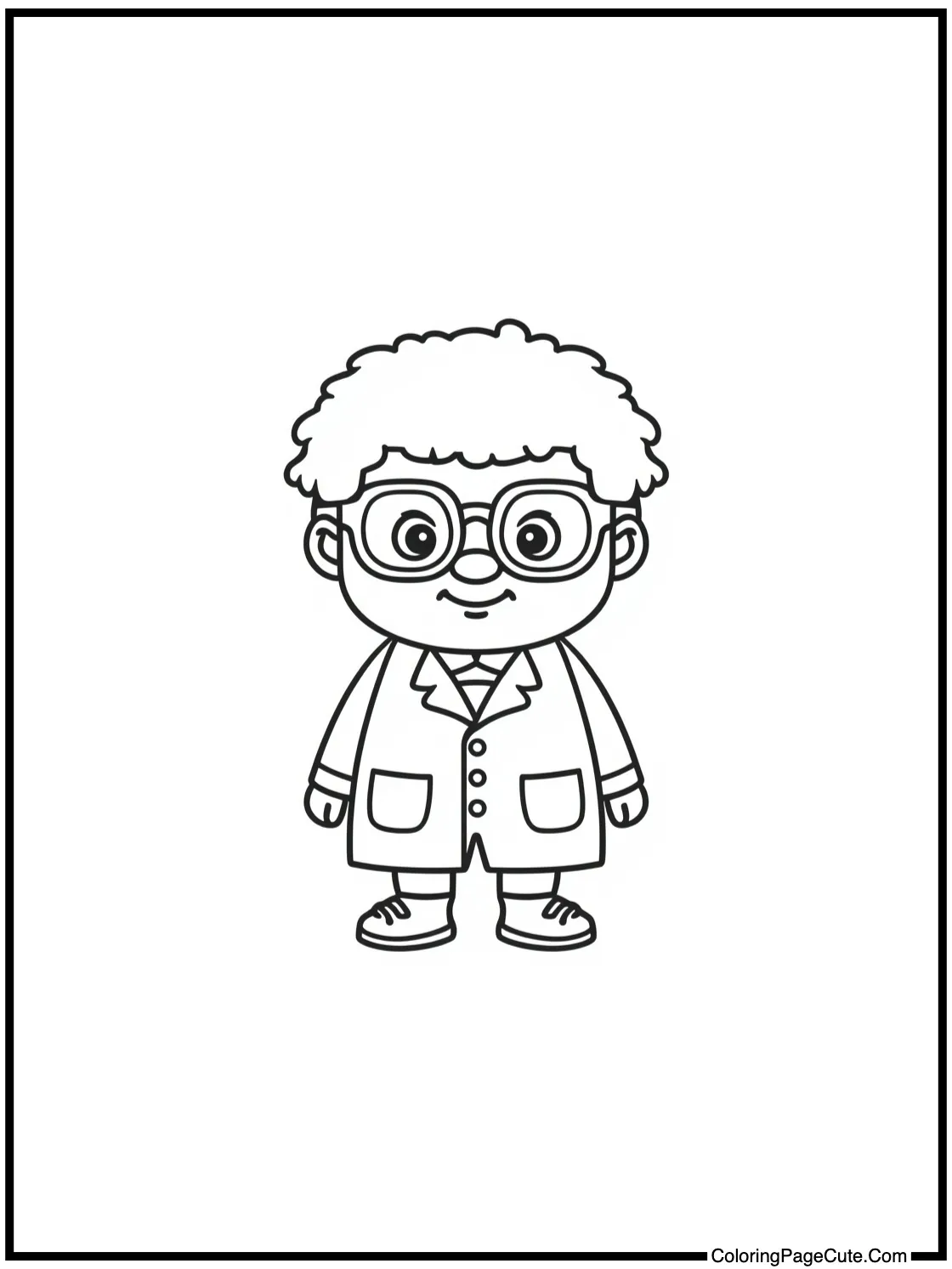 Red scientist looking smart