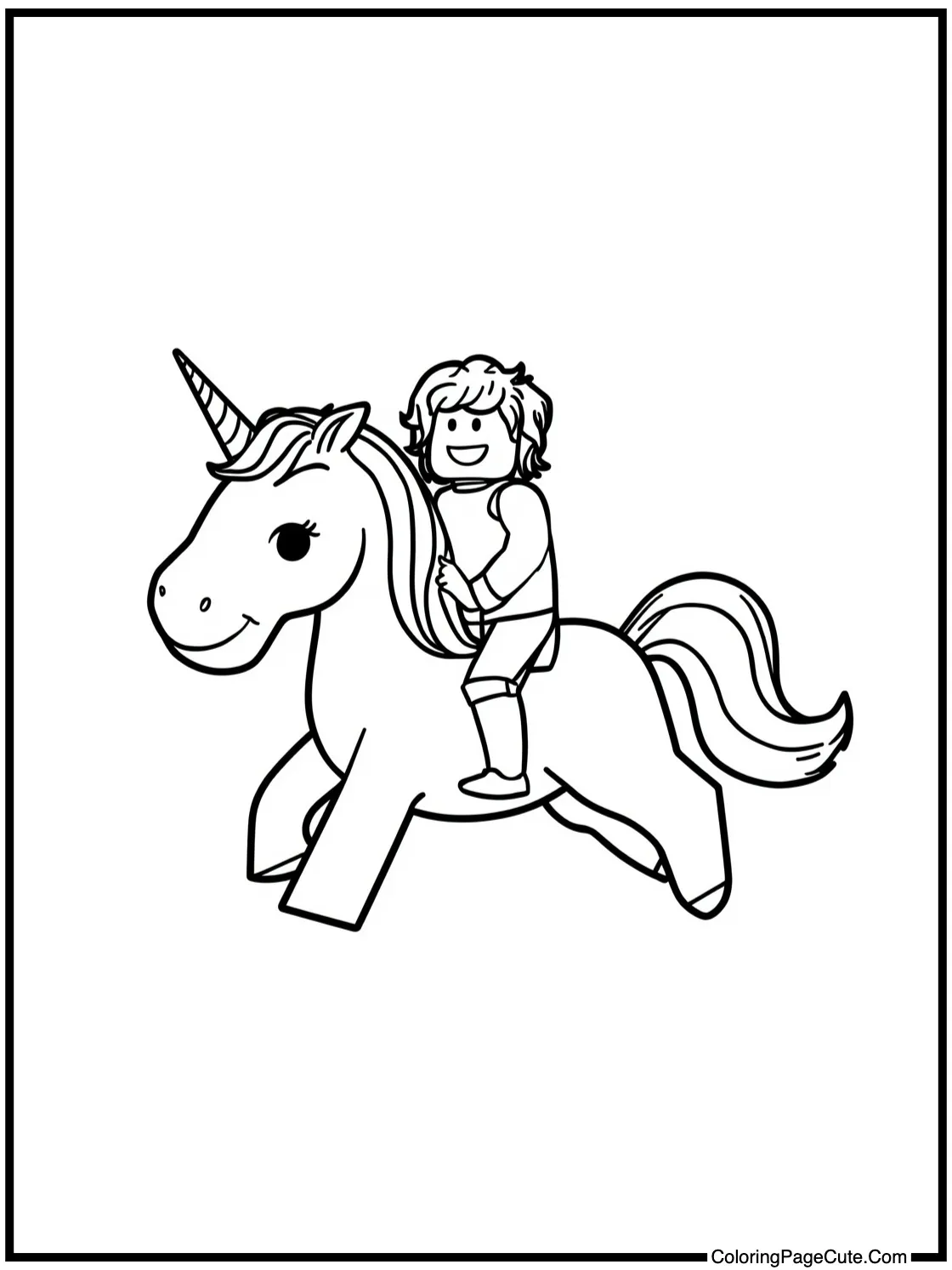 riding a happy unicorn