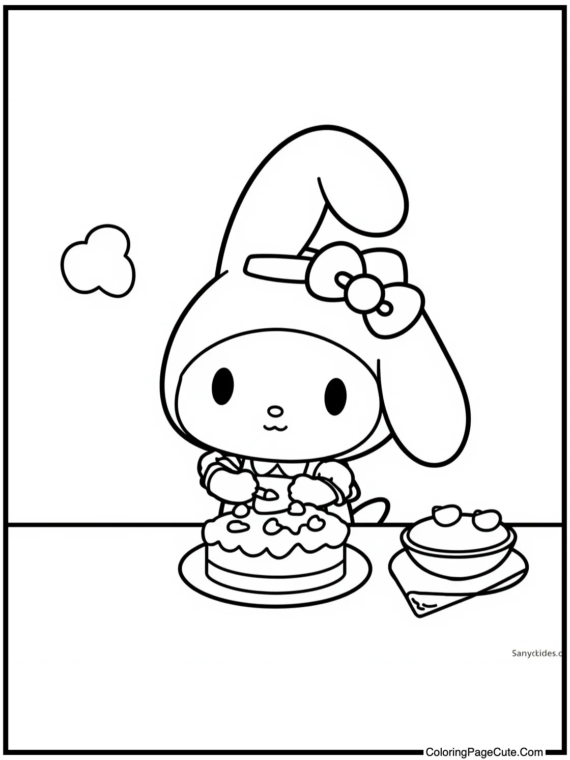 My Melody baking cakes