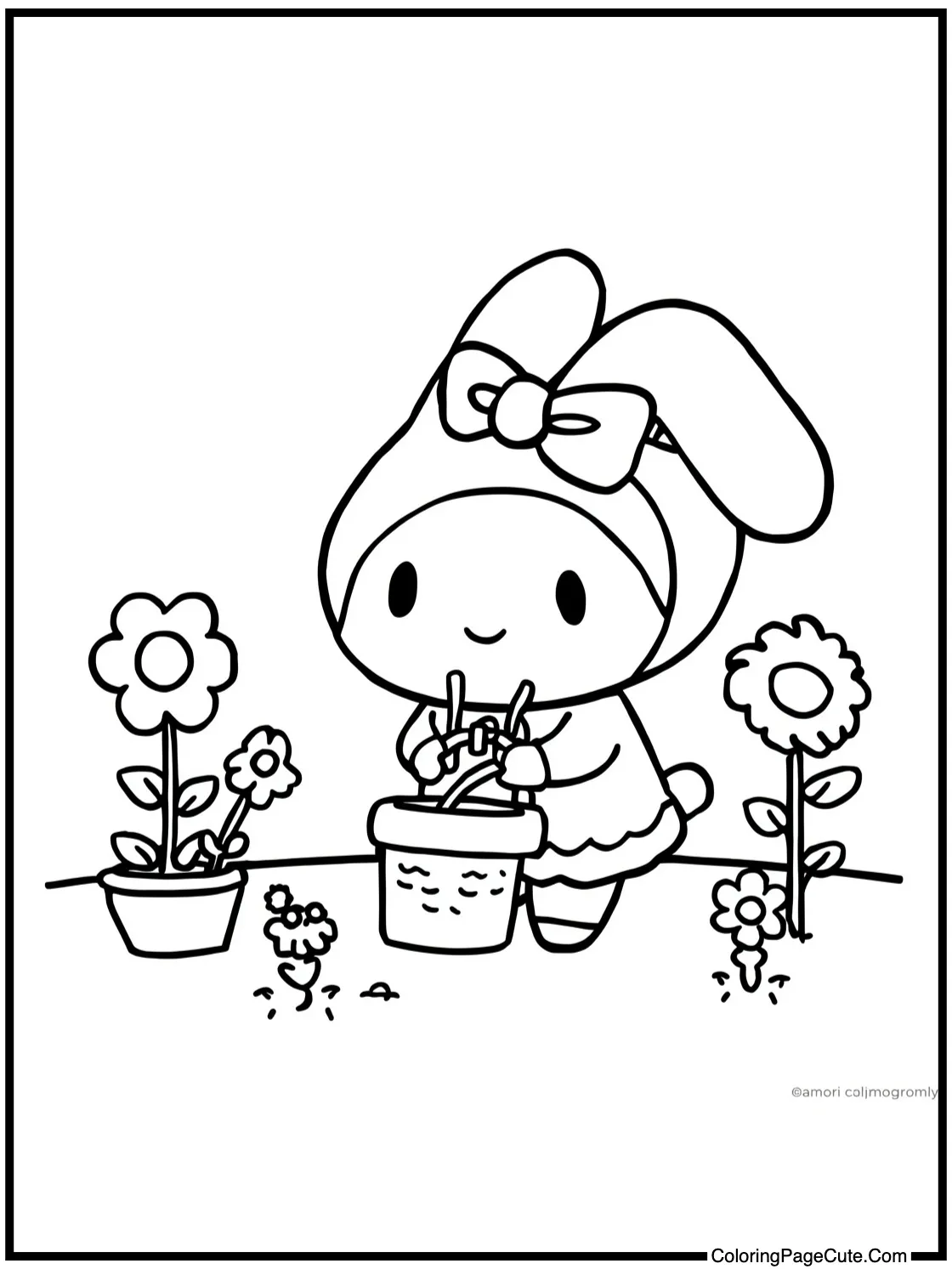 My Melody gardening flowers