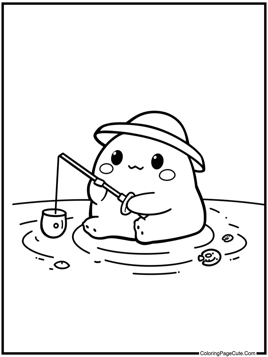 Keroppi fishing quietly