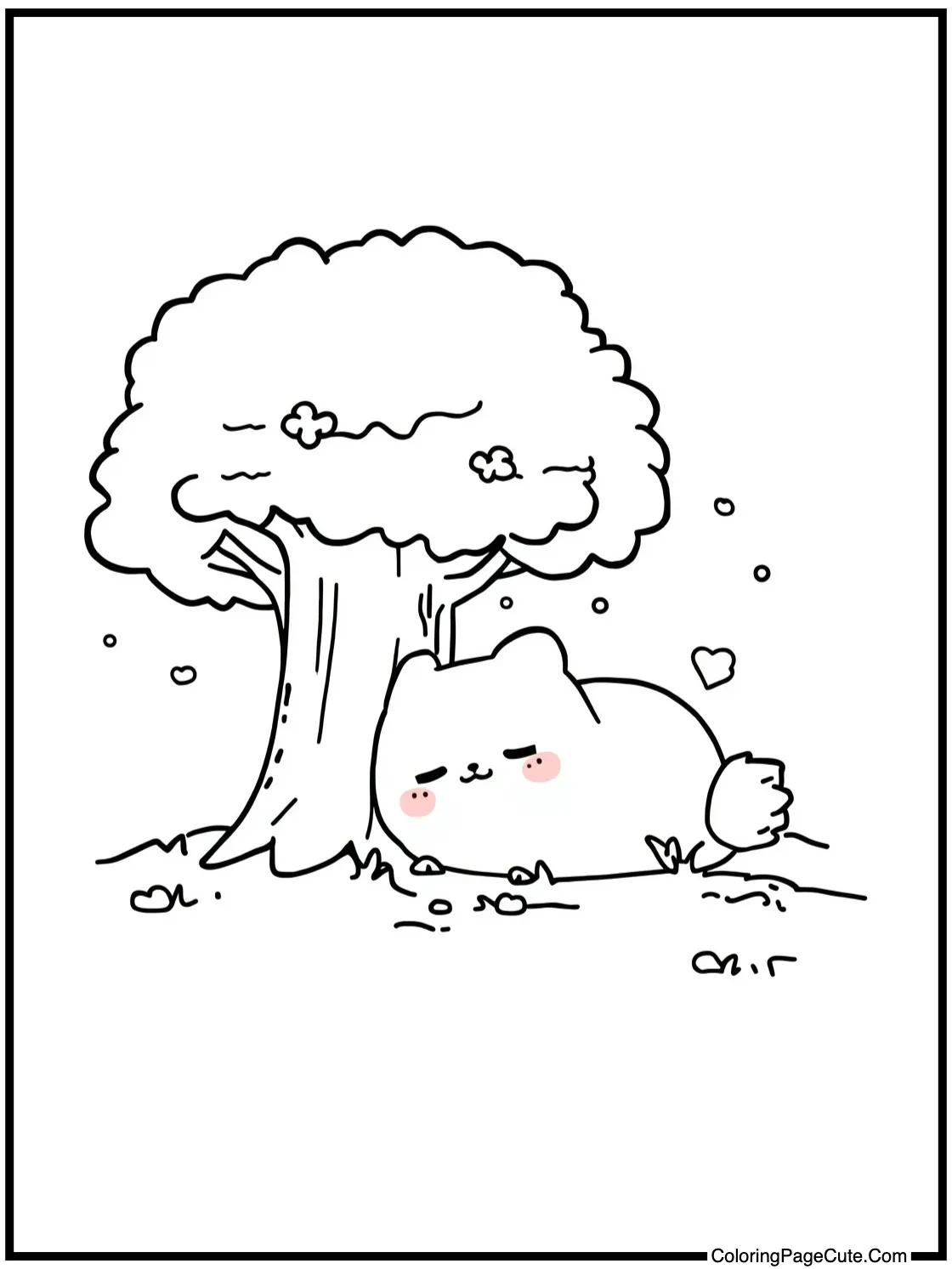 Pompompurin napping under tree