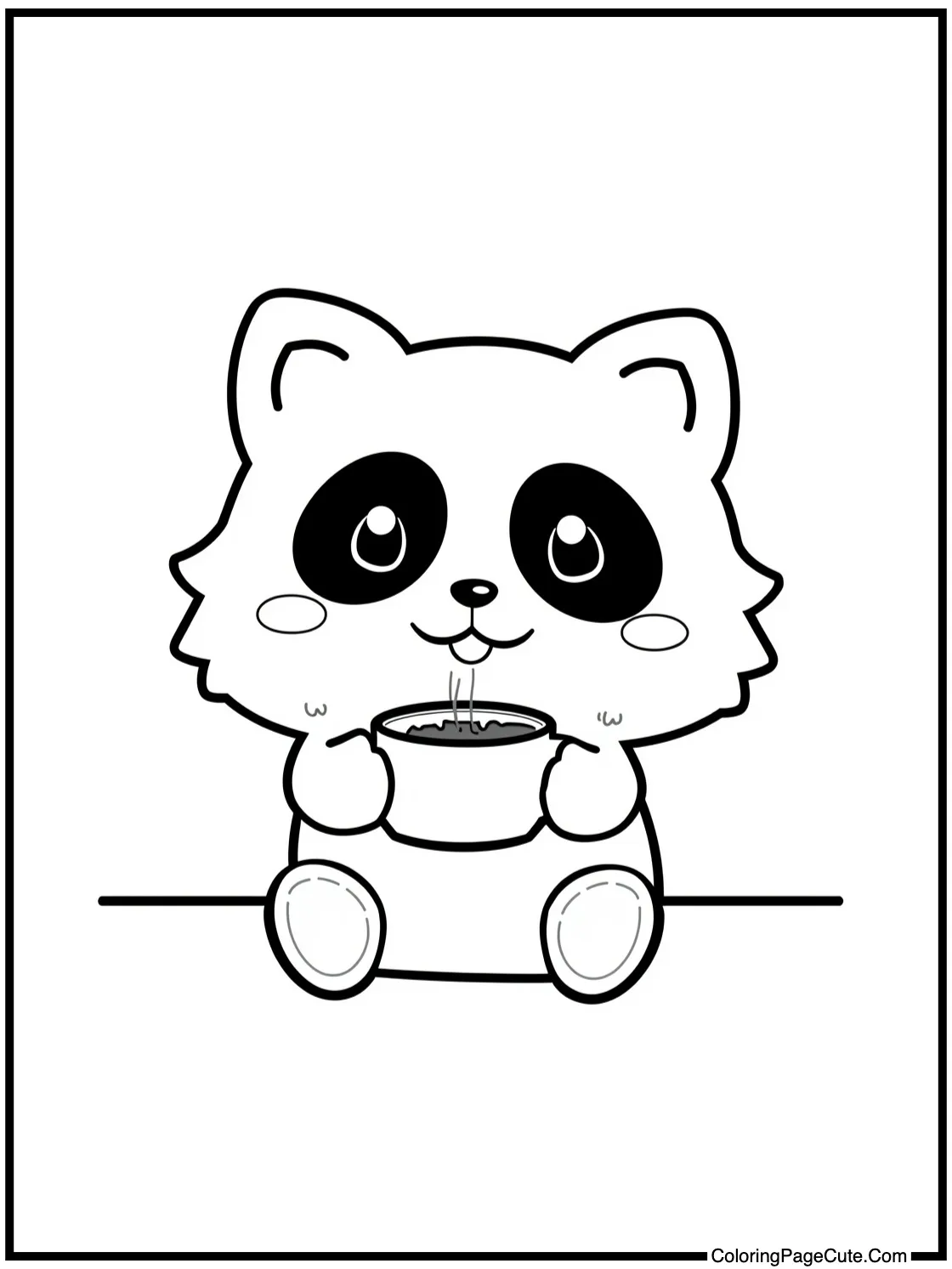 Aggretsuko enjoying coffee