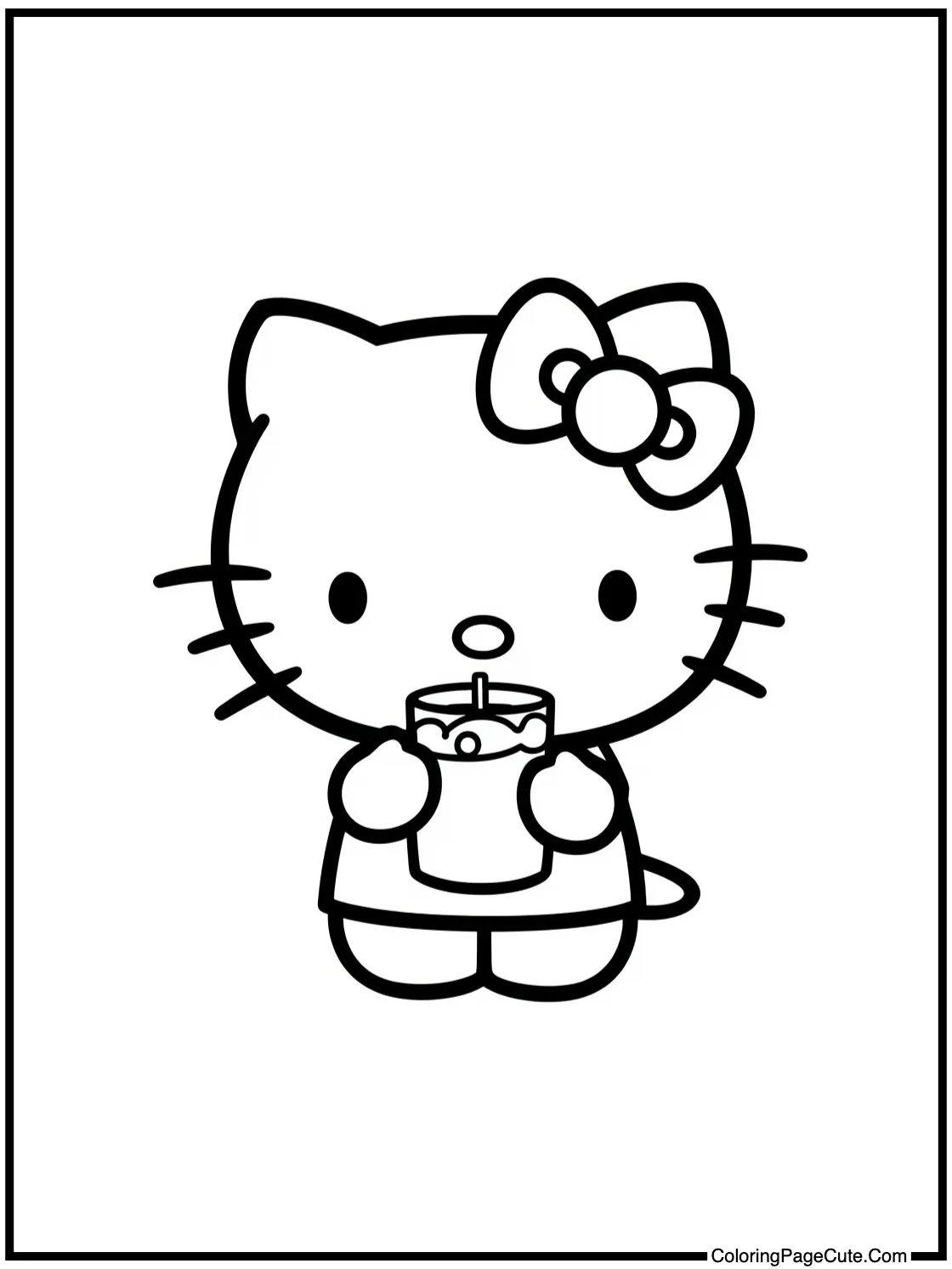 Hello Kitty drinking juice