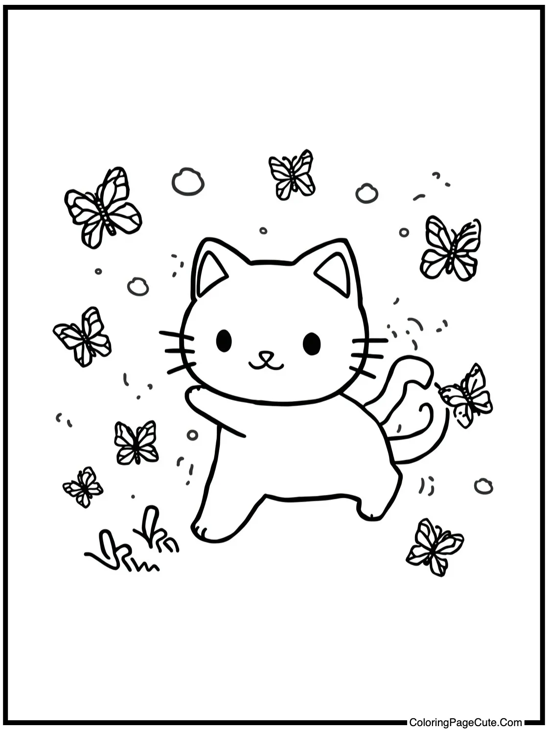 Chococat chasing butterflies