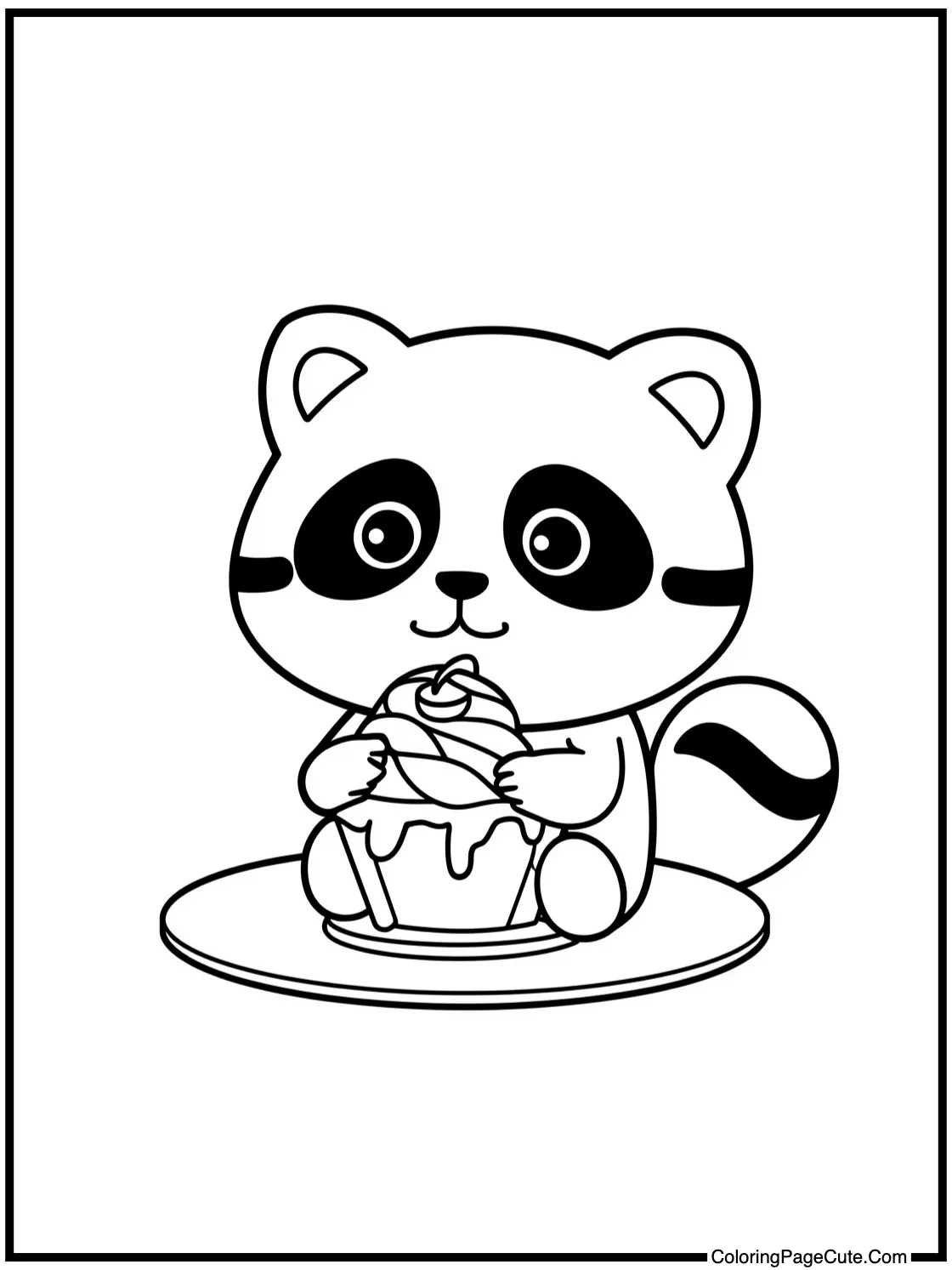 Aggretsuko enjoying dessert