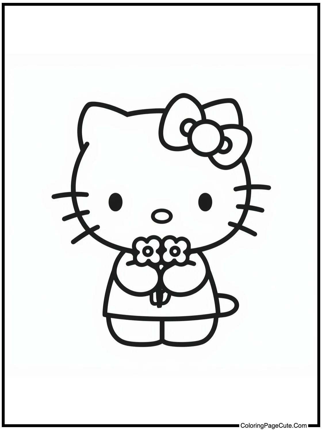 Hello Kitty holding flowers