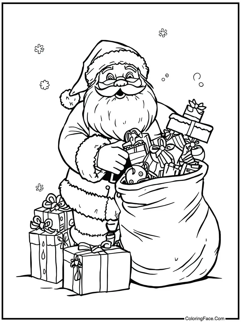 With bag overflowing toys