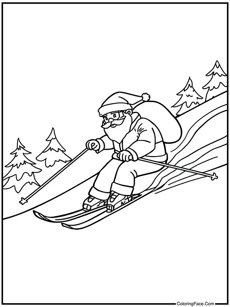 Skiing down snowy hill