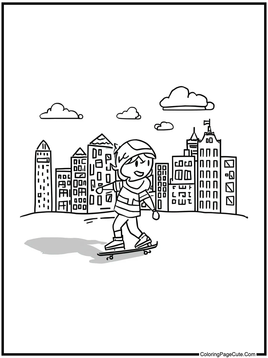 Skating across cityscape