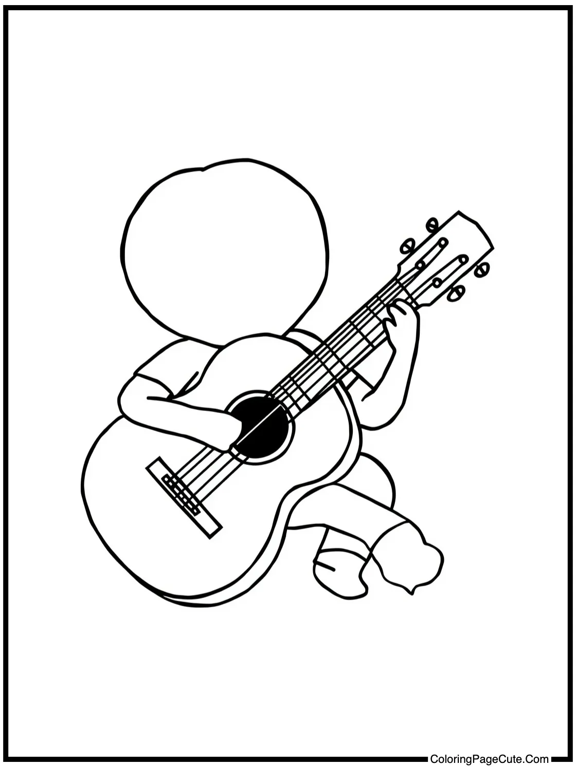 Playing an acoustic guitar