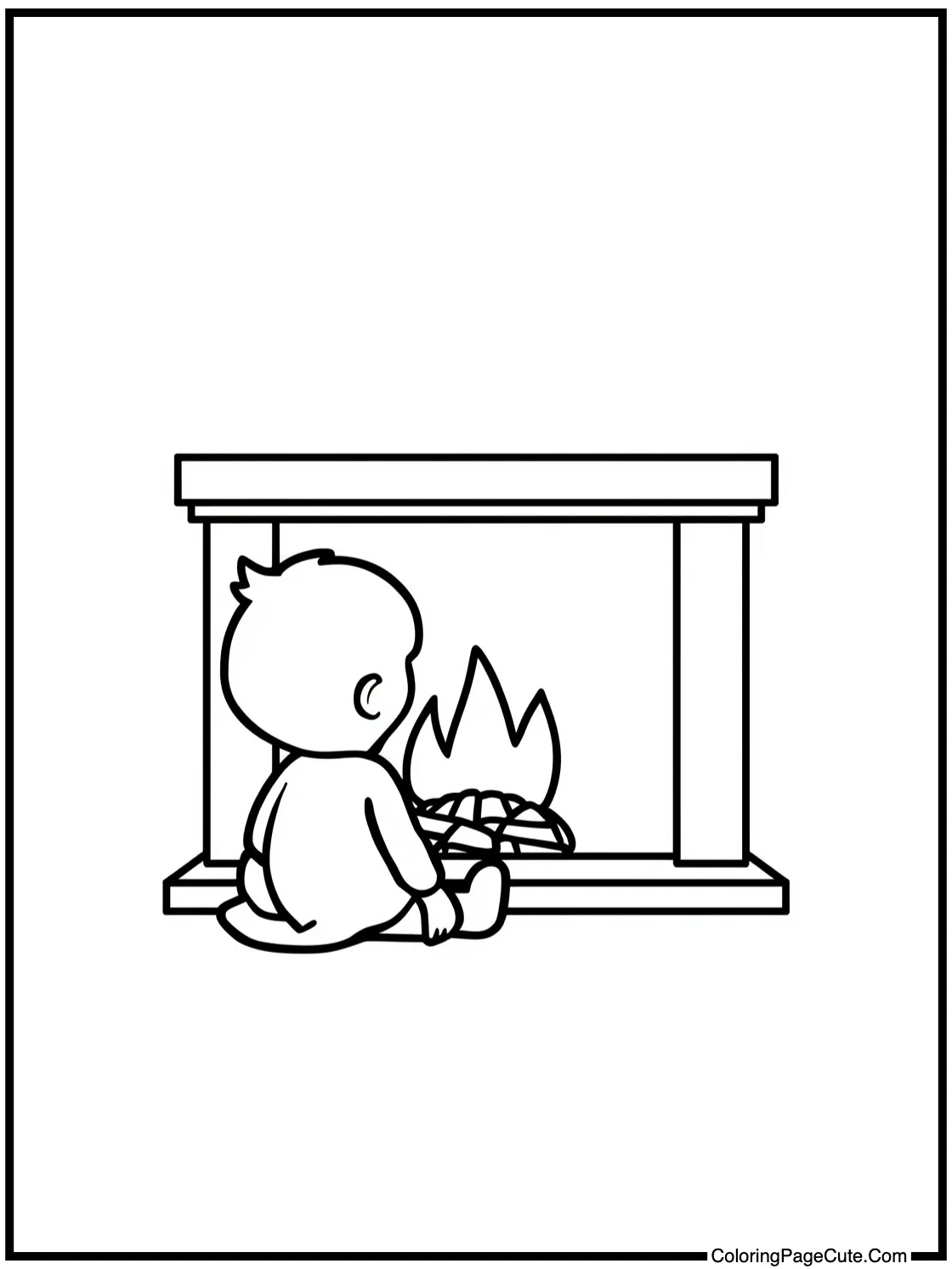 Sitting beside fireplace