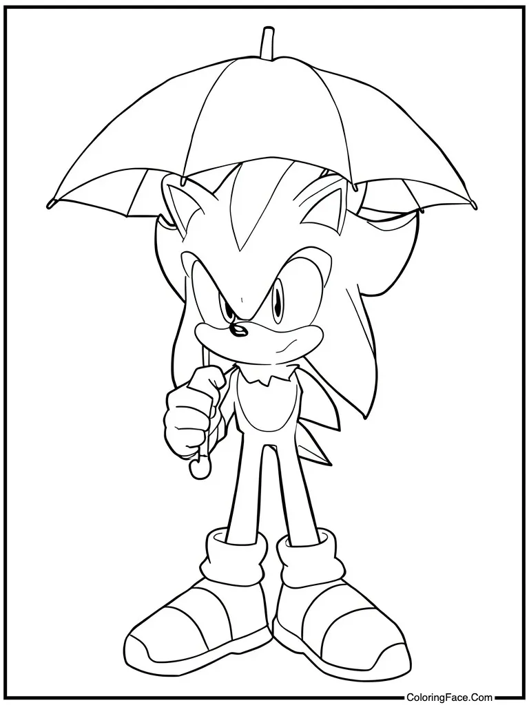 Holding open umbrella