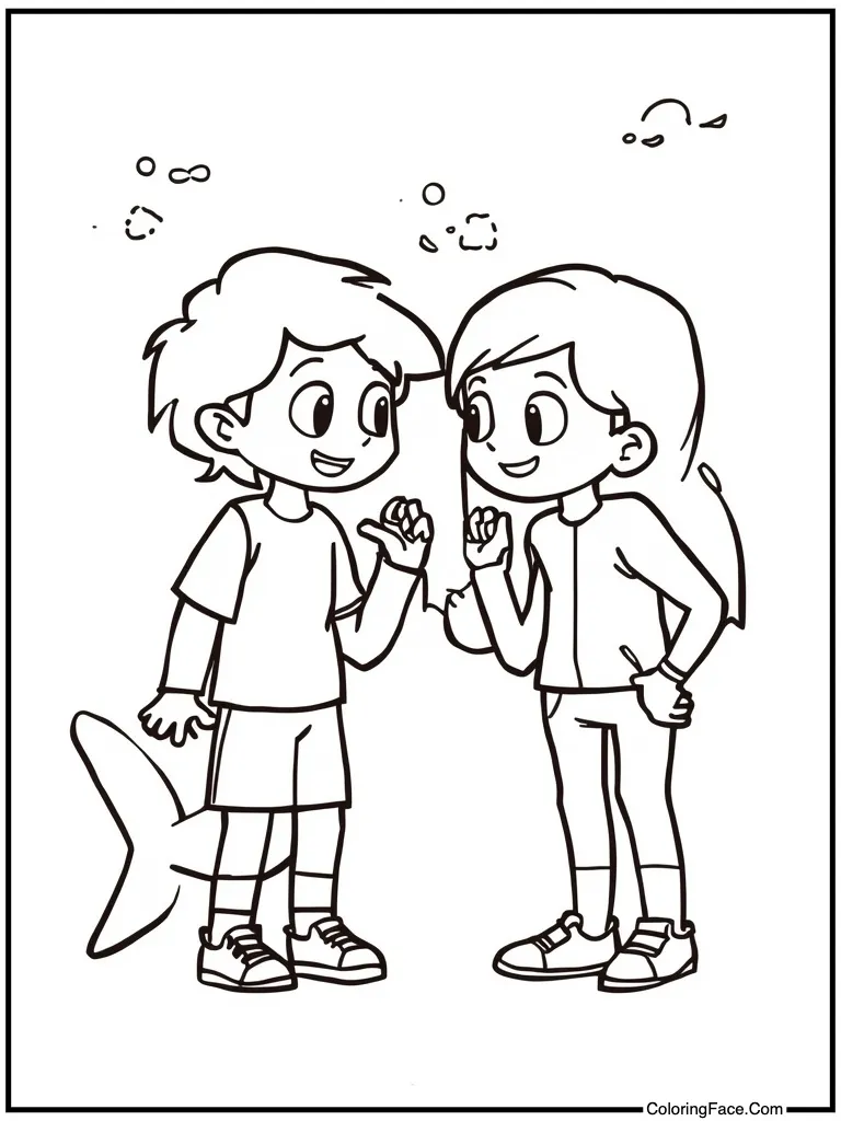 Two friends playing tag