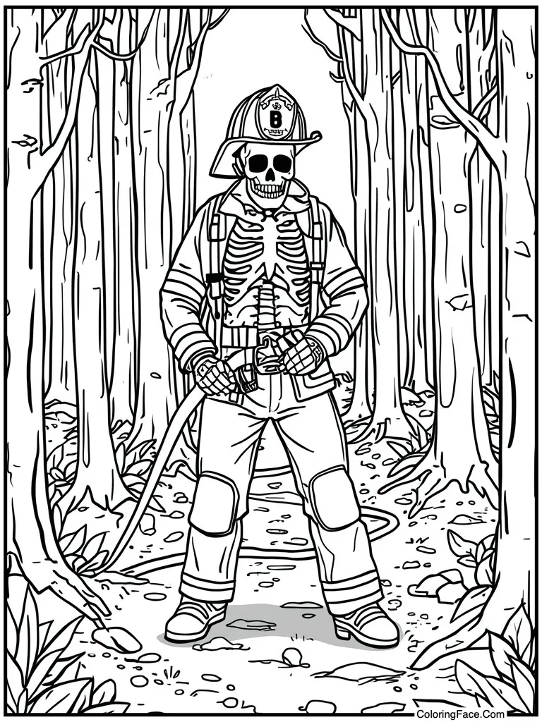 Firefighter holding hose