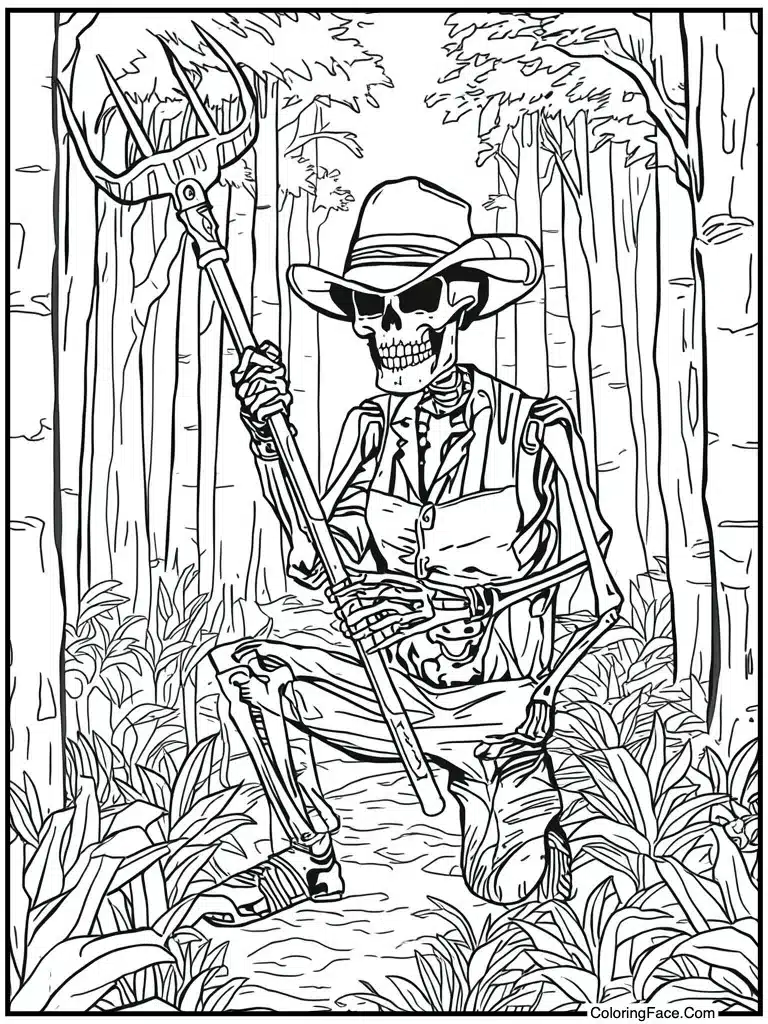 Farmer holding pitchfork