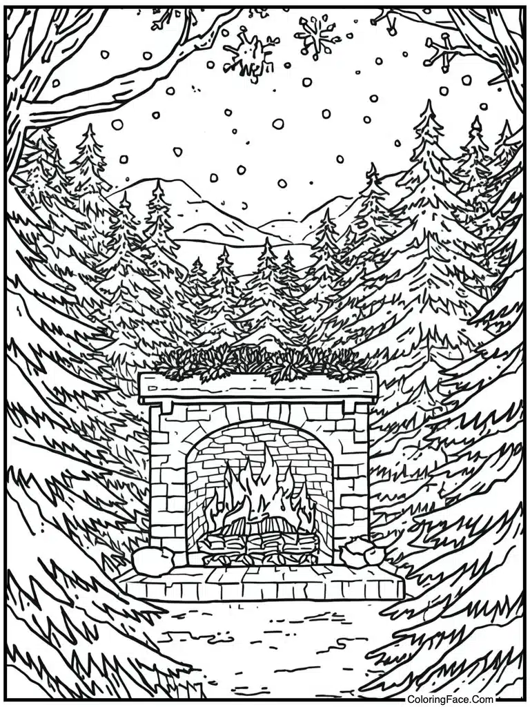 Fireplace and winter storm