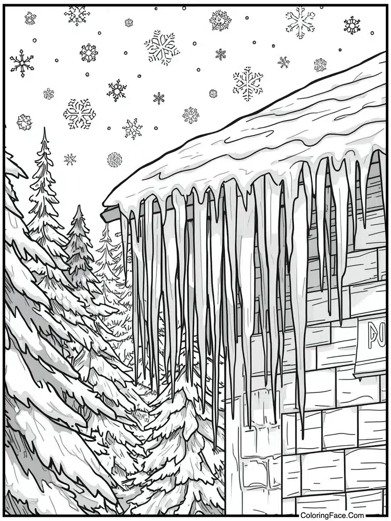 Icicles hanging from roof