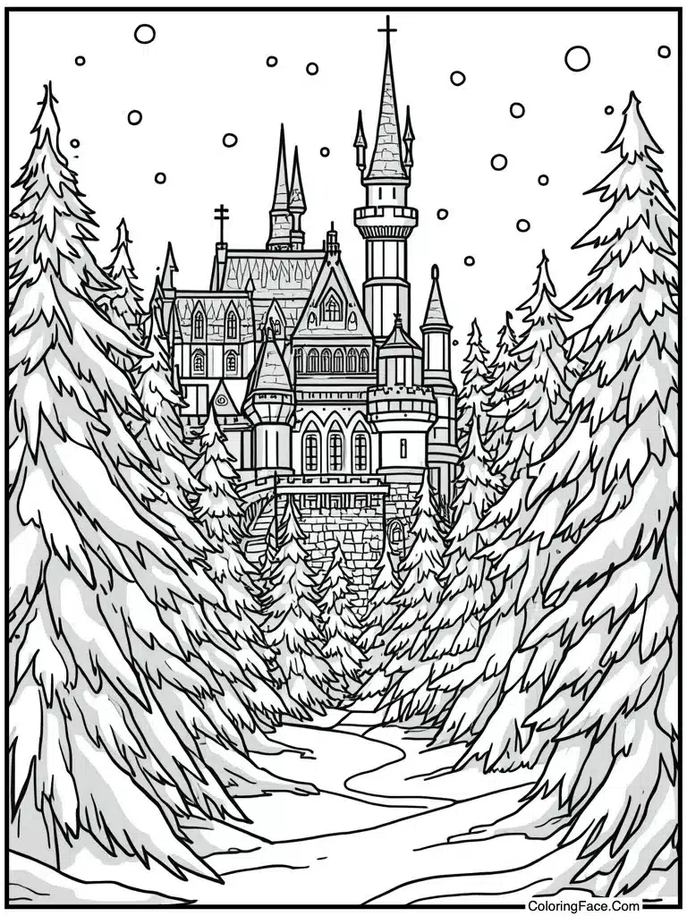 Ice castle winter scene