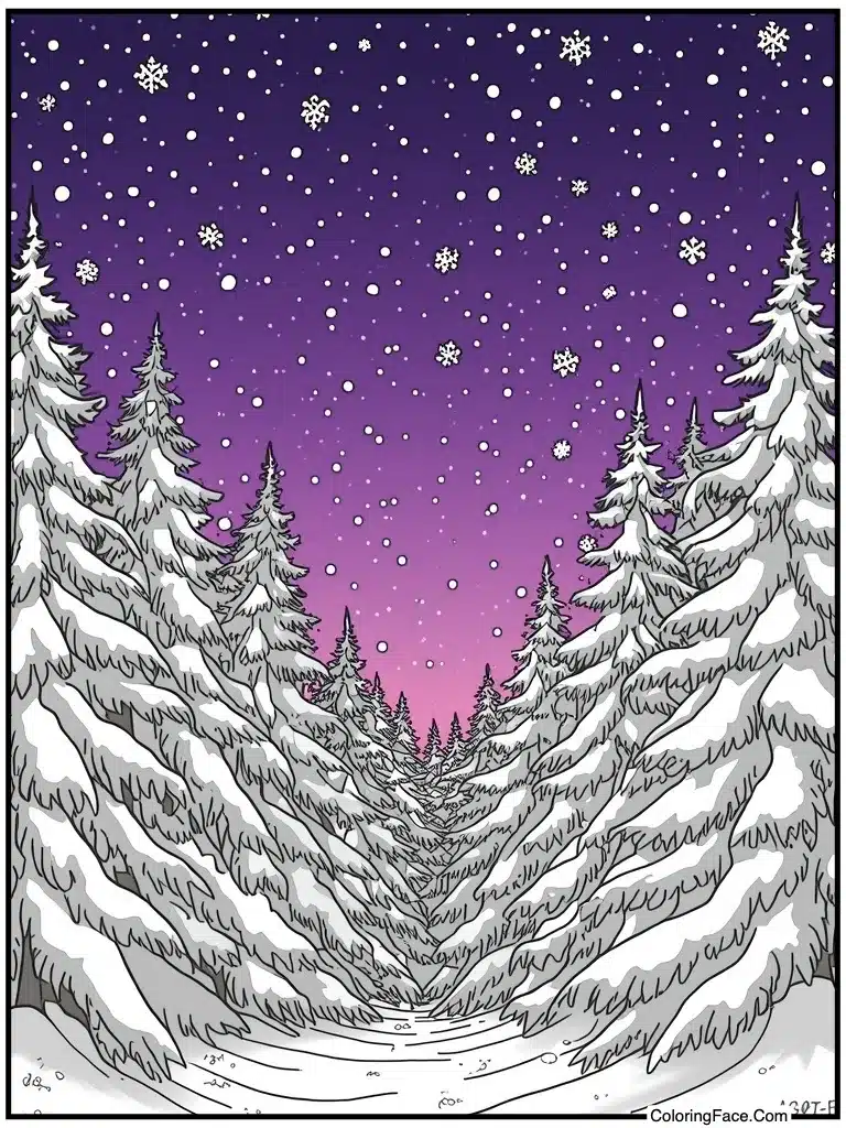 Purple winter twilight sky