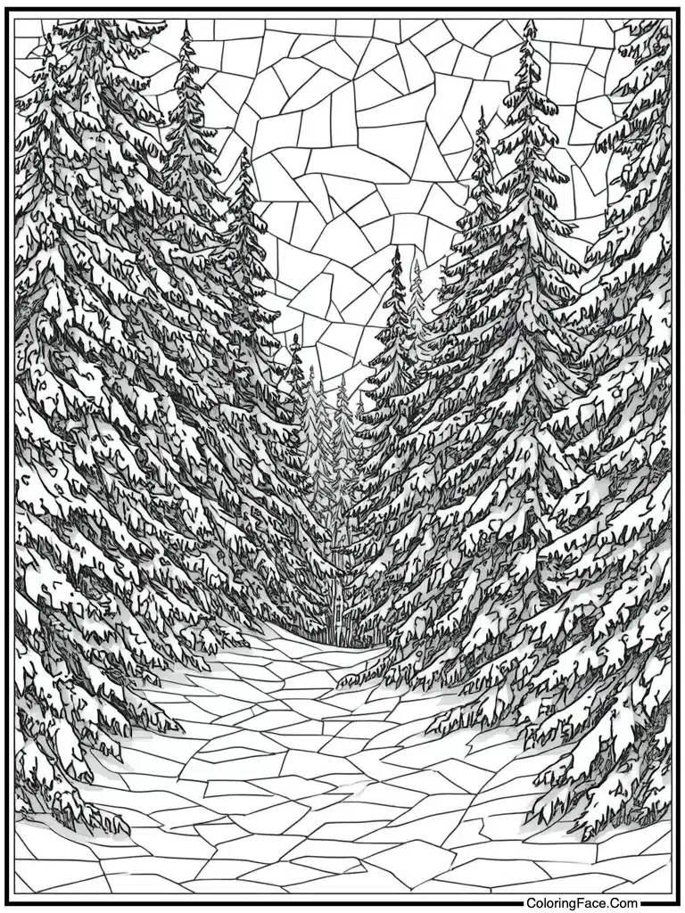 Mosaic tile winter art