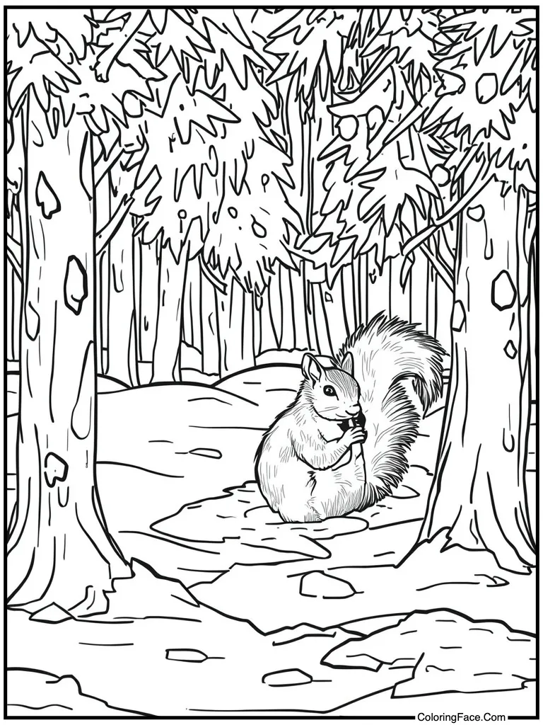 Squirrel hiding in snow