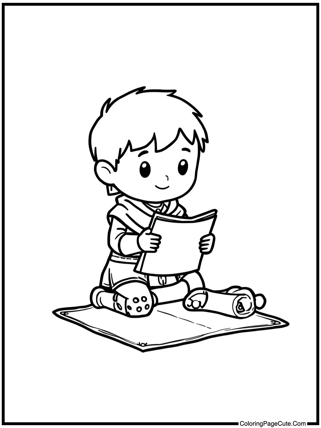 character reading a scroll