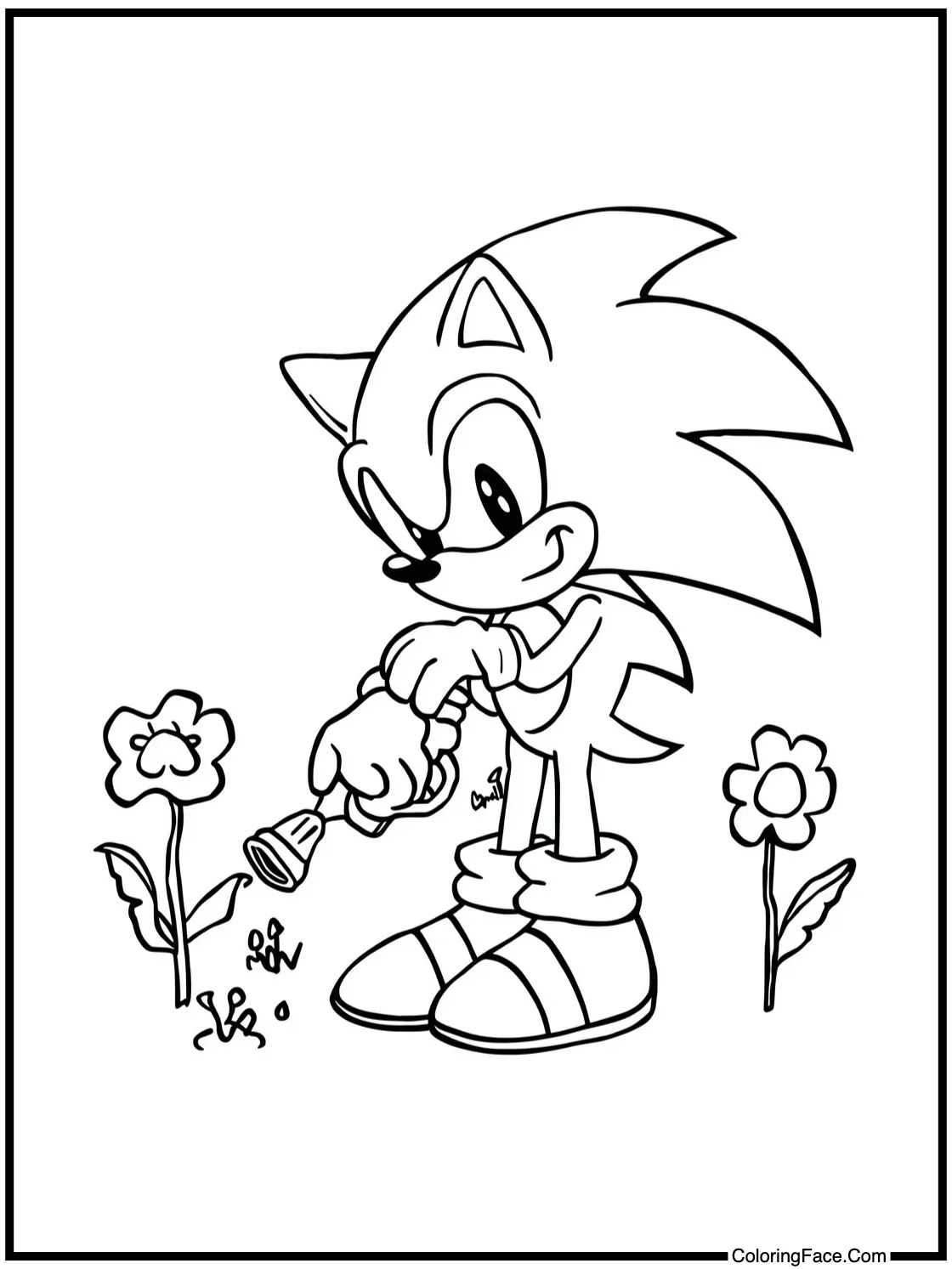 watering flowers gently