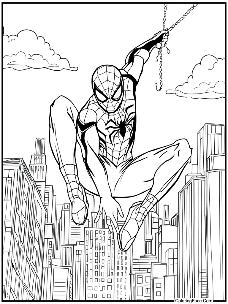 Swinging past skyscraper window