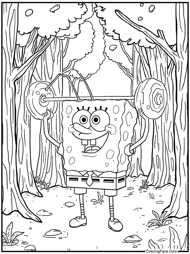 Larry Lobster lifting weights