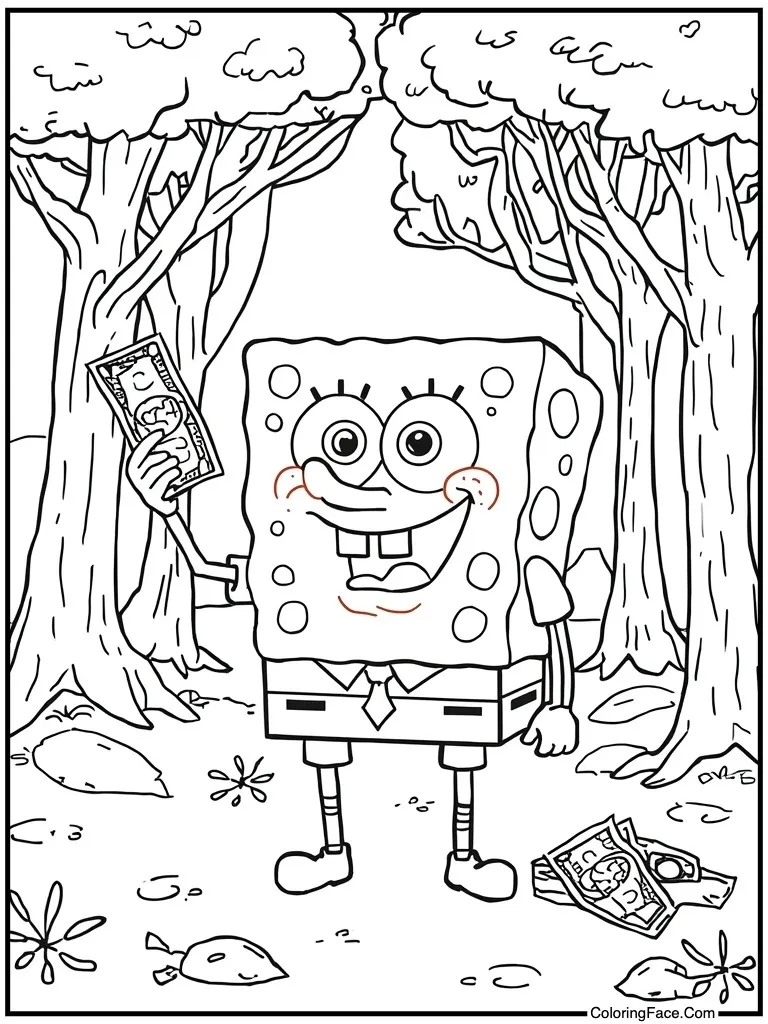 Mr Krabs holding money