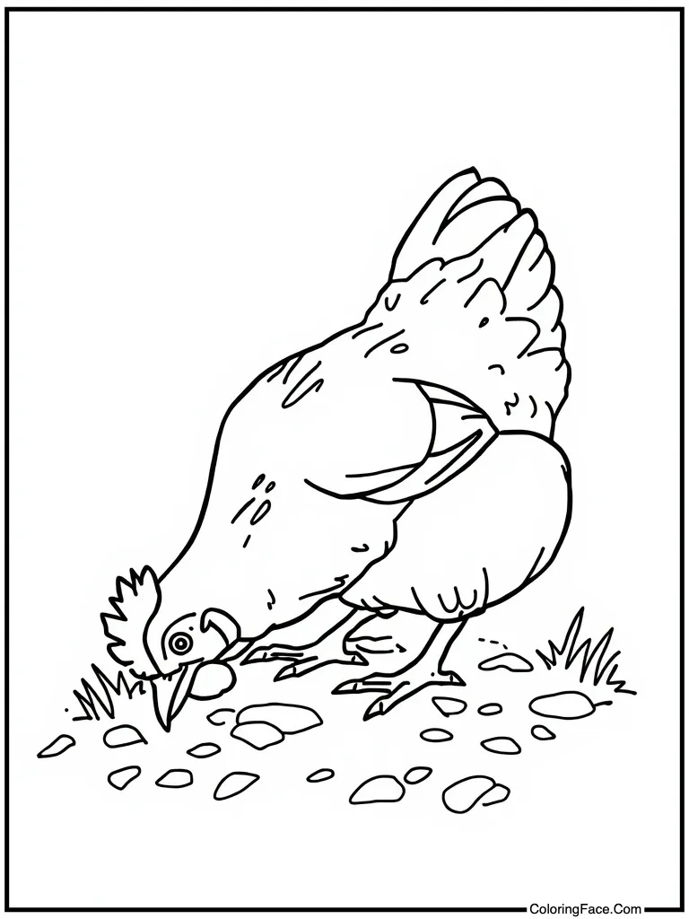 Chicken pecking at ground