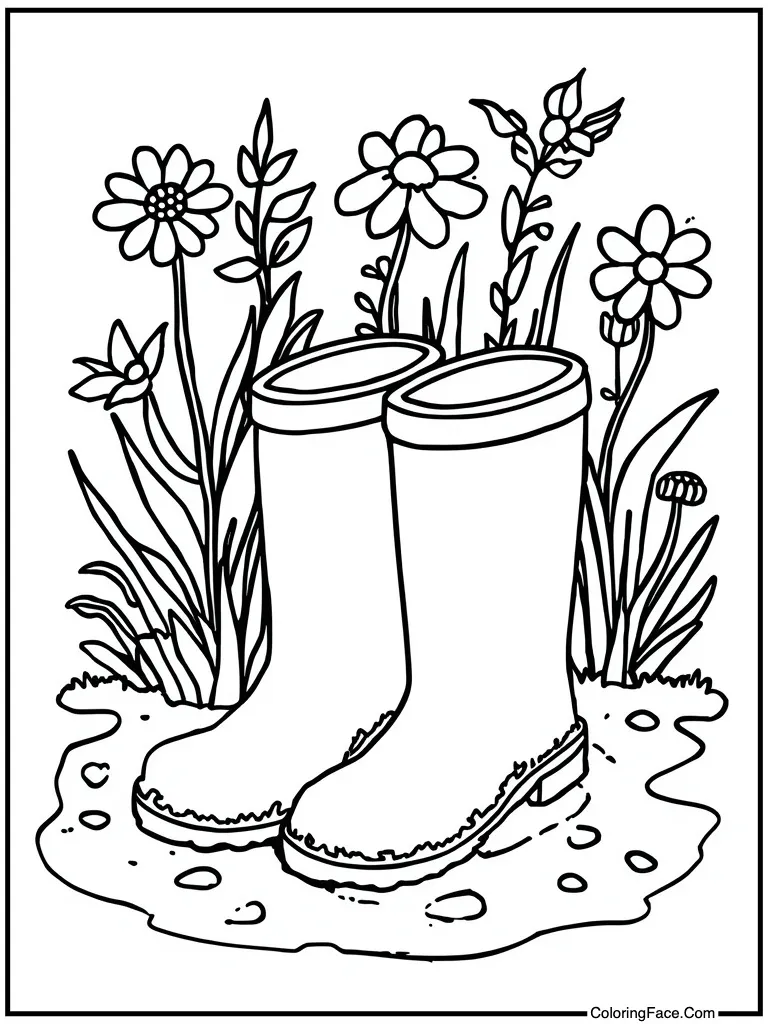 Garden boots muddy water