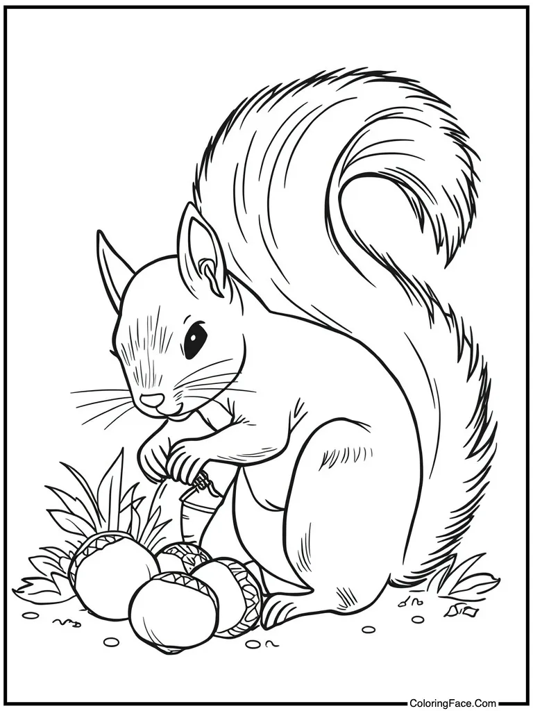 Squirrel finding buried nuts