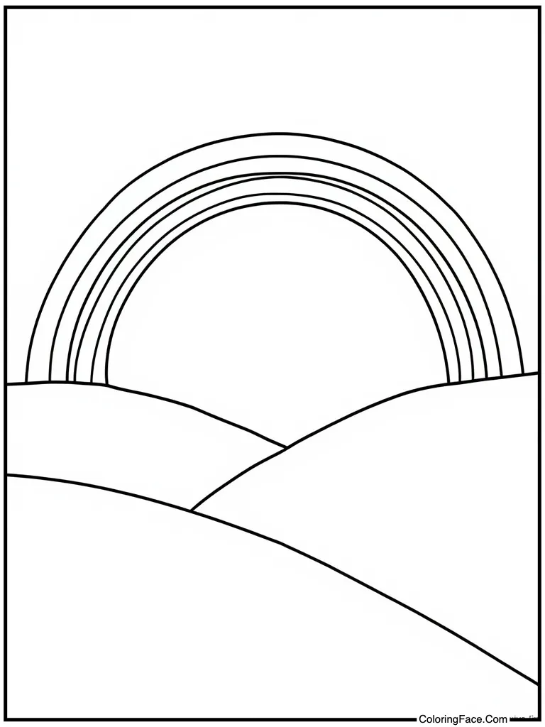 Rainbow arching over hills