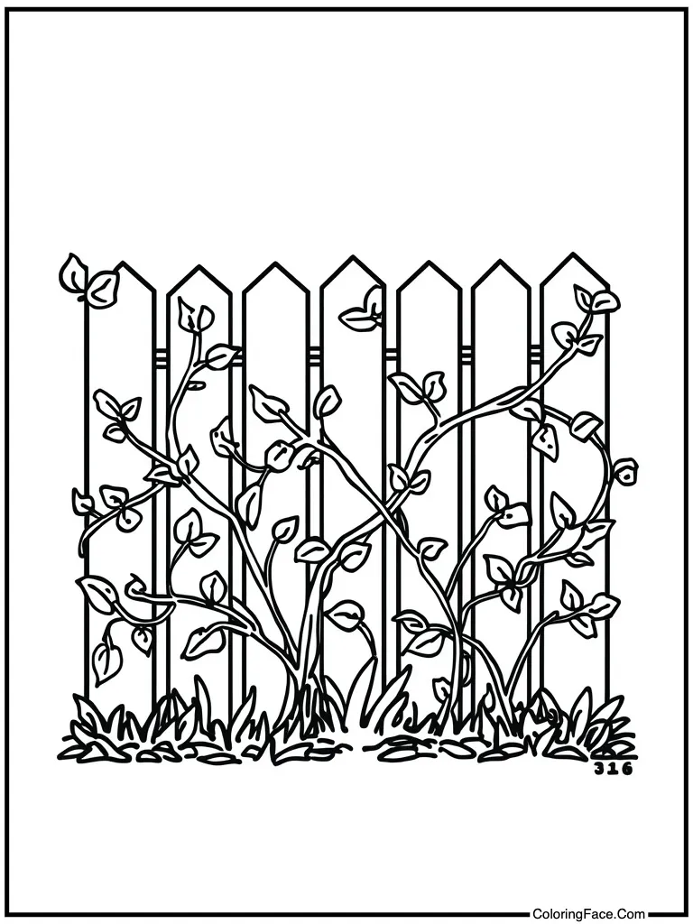 Fence with climbing vines